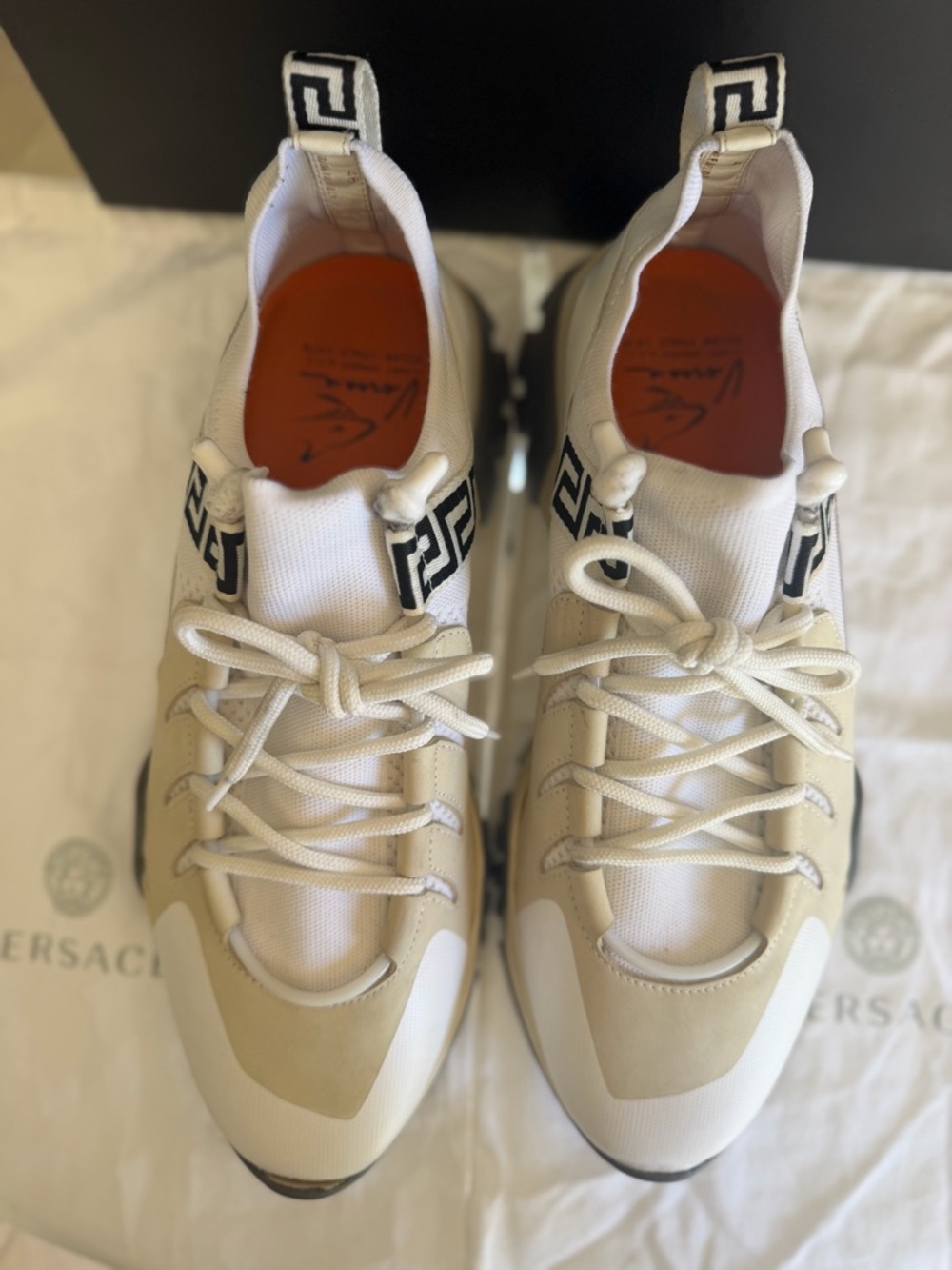 Authentic Versace Cream White & Gray Signature Chunky Sneaker - Picture 4 of 6